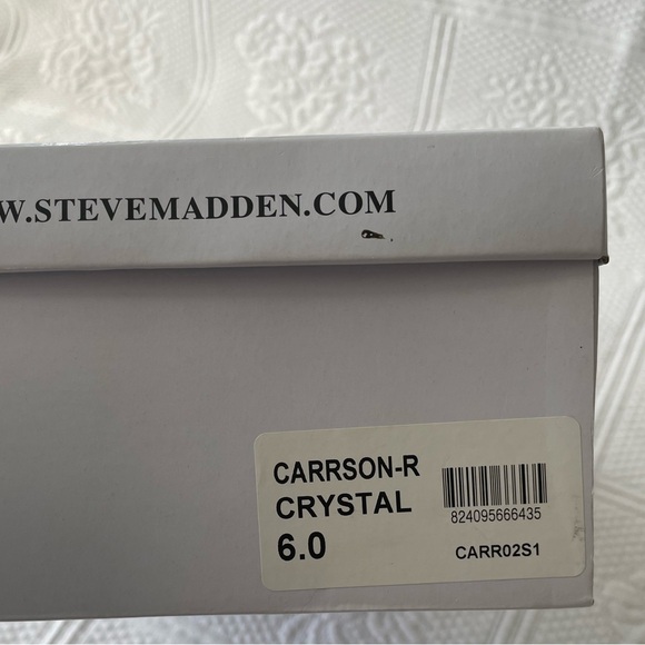 Steve Madden Carson-R Crystal Rhinestone Ankle Strap Open Toe Heels Silver 6 - Picture 13 of 13